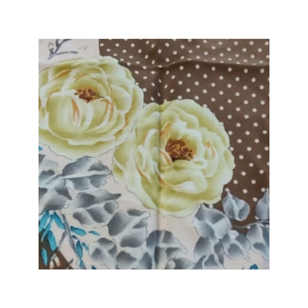 Christian Dior vintage silk floral "C" polka dot scarf large 33" EUC - Picture 5 of 10